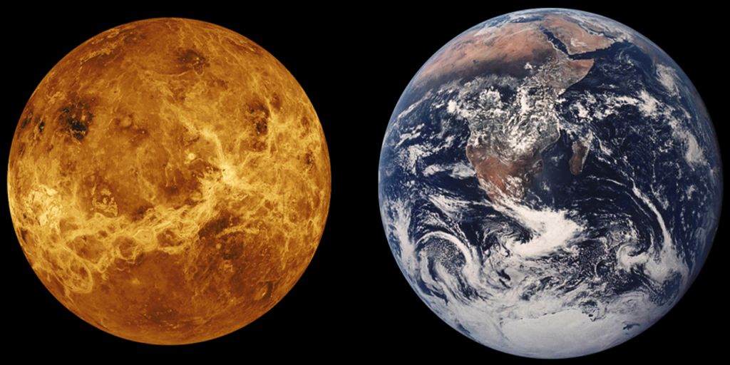 venus, earth, size comparison