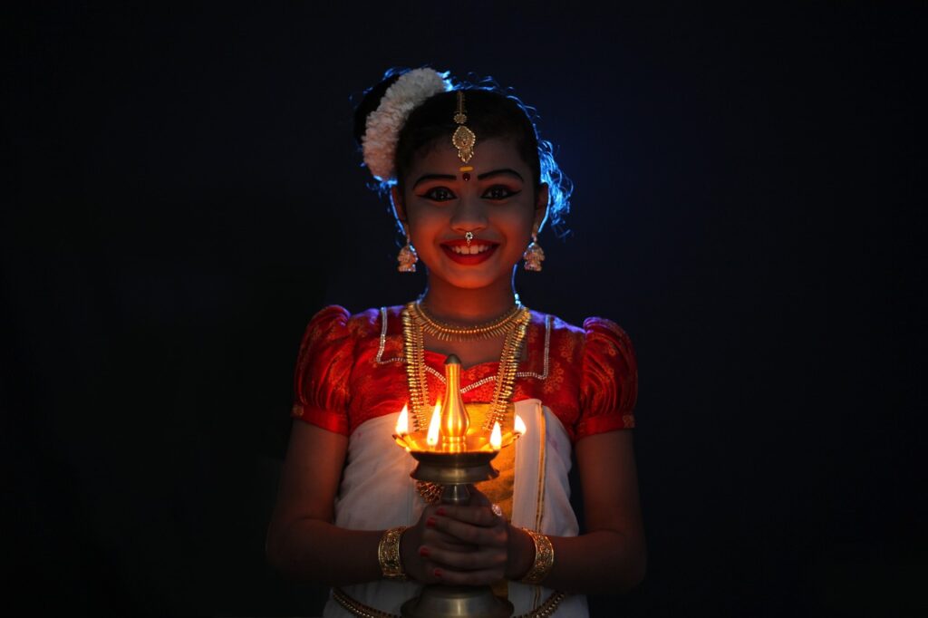 girl, diwali, portrait